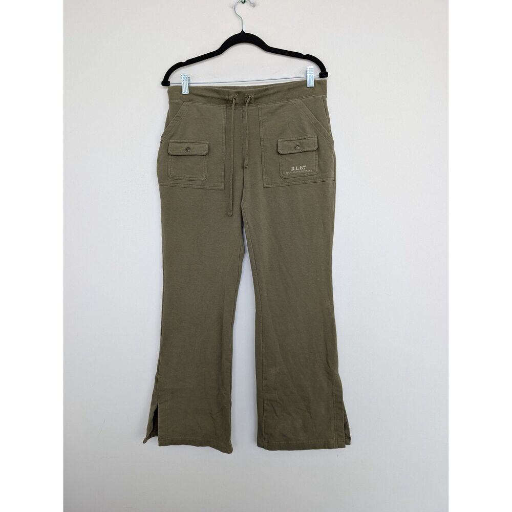Vintage Y2K Polo Jeans Company Ralph Lauren Green Split Flare Sweatpants Sz L
